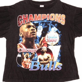 VINTAGE CHICAGO BULLS BOOTLEG CHAMPIONS 1997 TEE SHIRT SIZE LARGE Functional Wearable Light and Soft