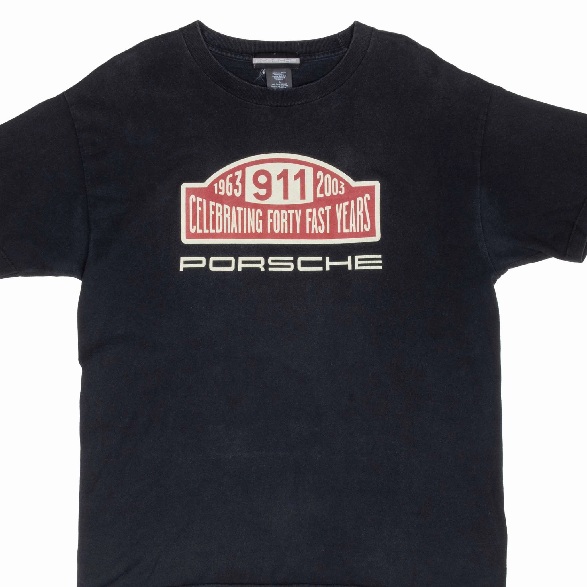 VINTAGE PORSCHE 911 40TH ANNIVERSARY TEE SHIRT 2003 LARGE MADE IN USA UV Protective Coating