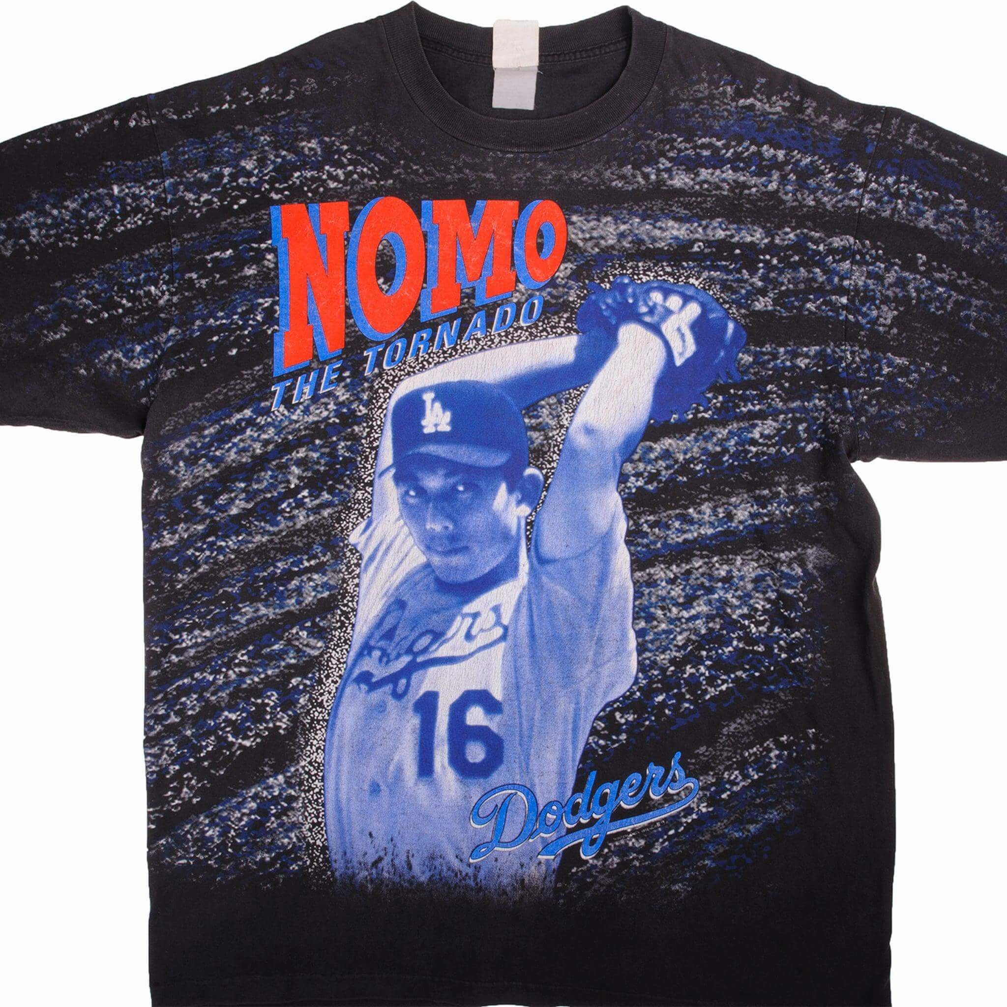 Soft and Cozy VINTAGE ALL OVER PRINT MLB LOS ANGELES DODGERS NOMO 1995 TEE SHIRT 2XL MADE USA
