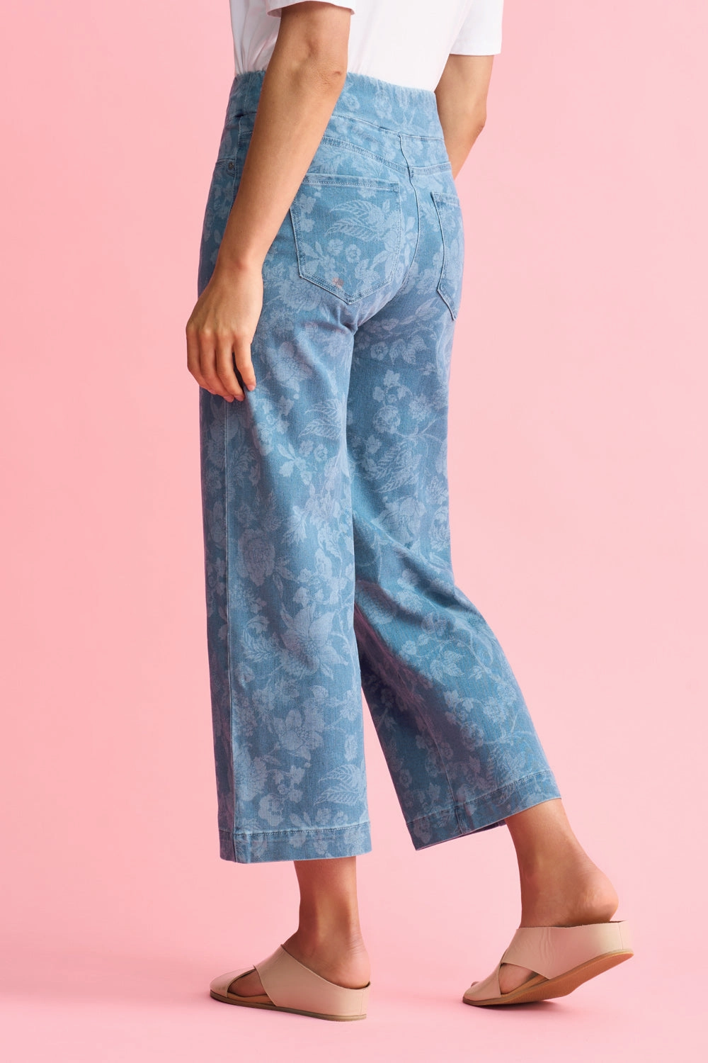 Bengajean? 7/8 Wide Leg - Botanic Laser Print Slim Look Fit Flexible shape