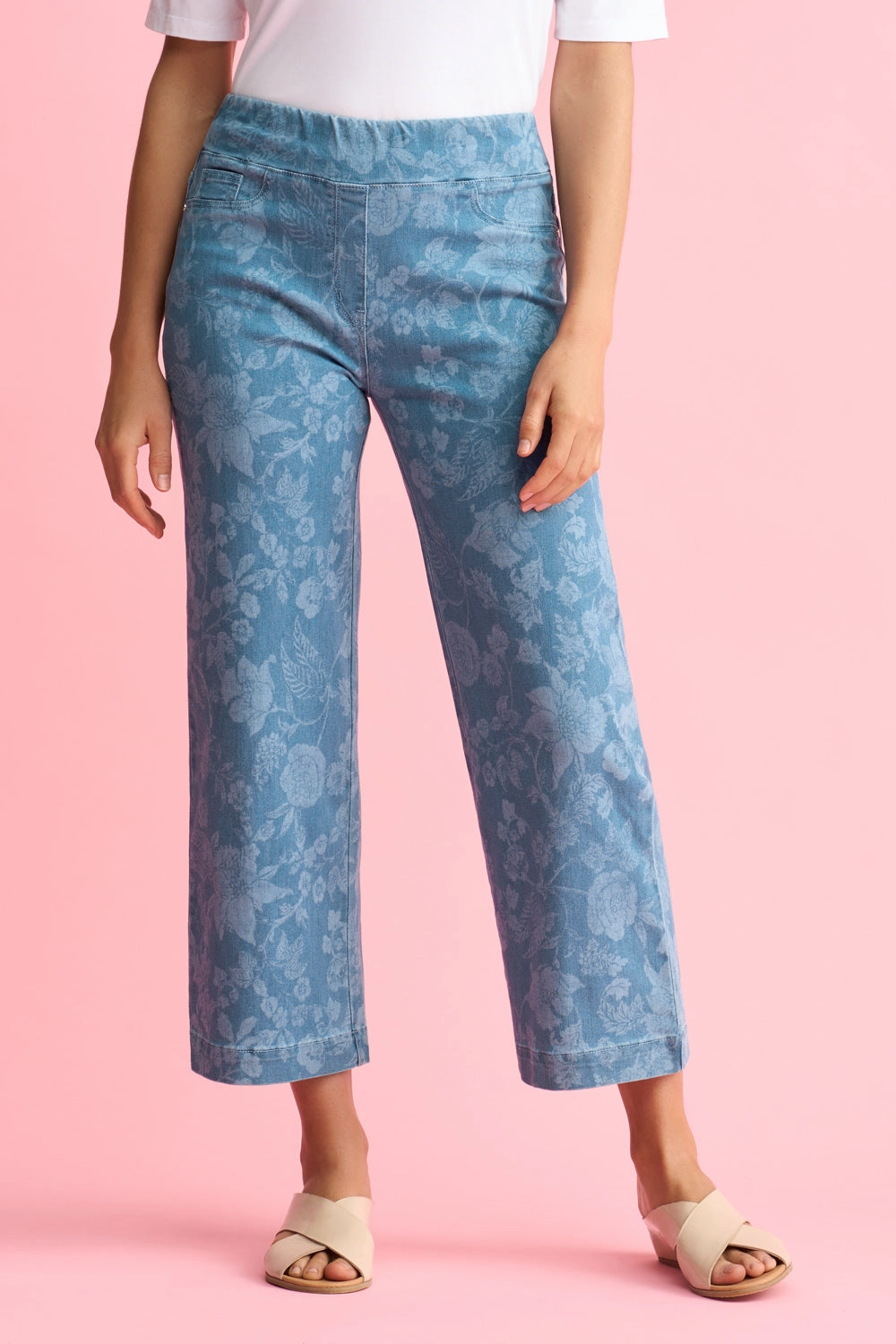 Bengajean? 7/8 Wide Leg - Botanic Laser Print Chic casual