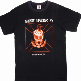 VINTAGE DAYTONA BEACH BIKE WEEK TEE SHIRT 1982 SIZE MEDIUM MADE IN USA Seam Free Edging