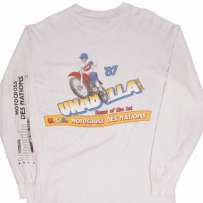 Effortless Look Fashion Top VINTAGE MOTOCROSS DES NATIONS UNADILLA LONG SLEEVE TEE SHIRT 1987 XL MADE USA