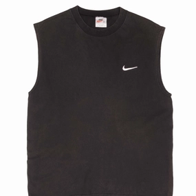 VINTAGE NIKE CLASSIC SWOOSH BLACK TANK TOP TEE SHIRT 1990S MEDIUM MADE IN USA Elderly Comfort High Density Cotton