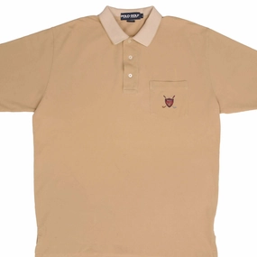 Movie Night VINTAGE POLO RALPH LAUREN GOLF BEIGE POLO SHIRT 1990S SIZE LARGE