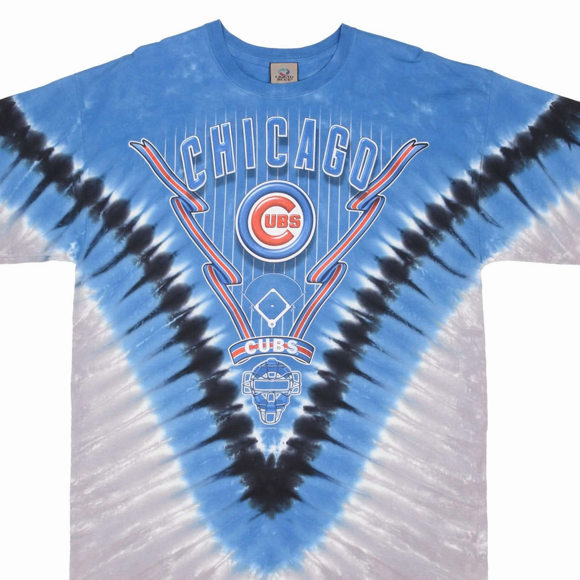 fade resistant color VINTAGE MLB TIE DYE CHICAGO CUBS LIQUID BLUE TEE SHIRT SIZE XL