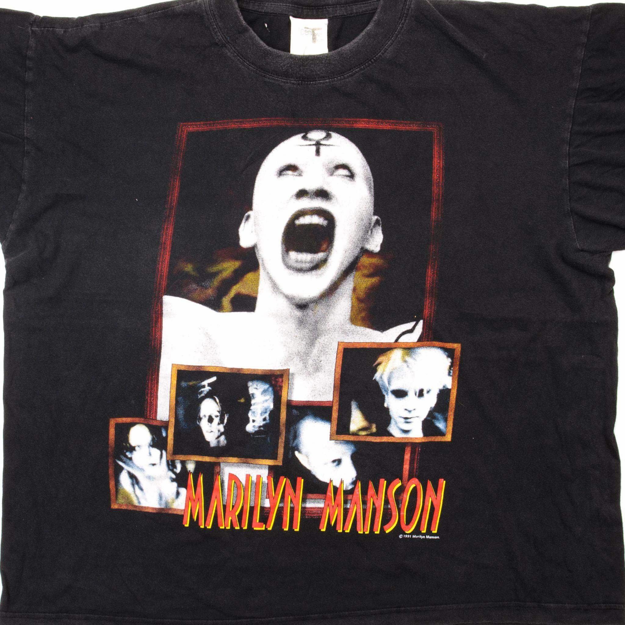 VINTAGE MARILYN MANSON TEE SHIRT 1991 SIZE LARGE V neck