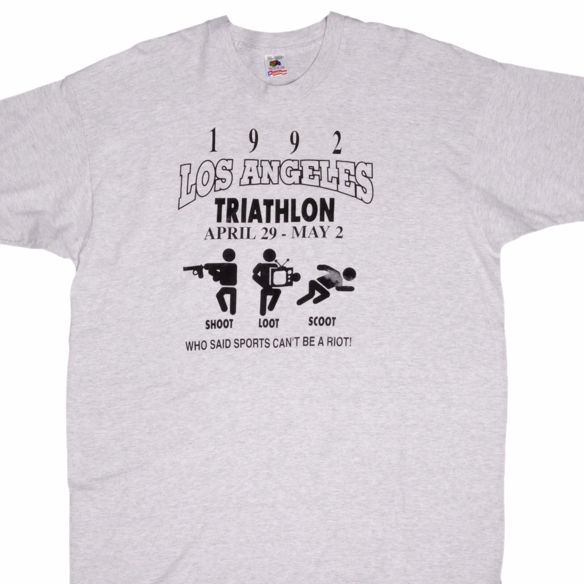 VINTAGE LOS ANGELES 1992 TRIATHLON TEE SHIRT SIZE 2XL MADE IN USA Perfect Comfort suitable for all genders
