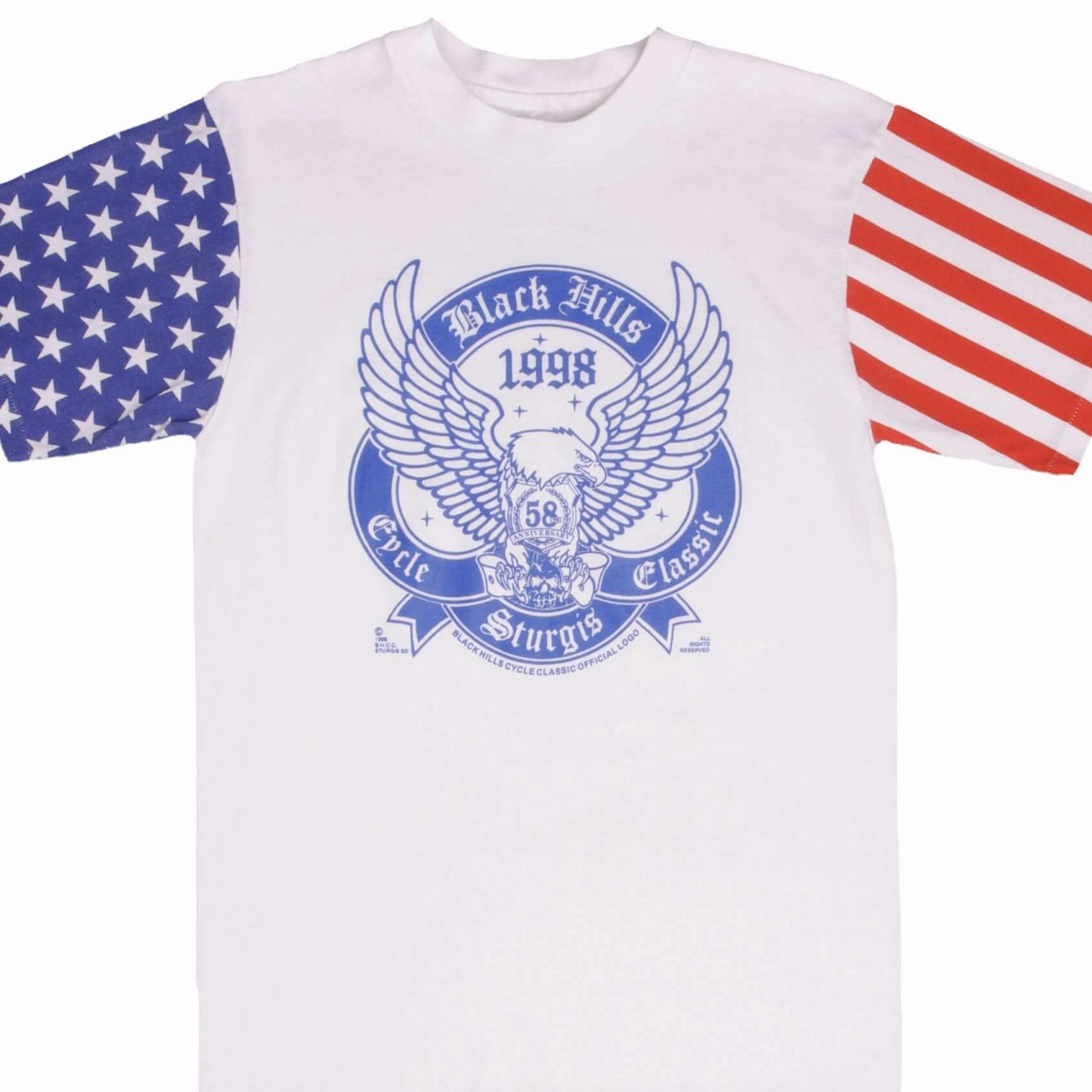 VINTAGE STURGIS BLACK HILLS RALLY TEE SHIRT 1998 SIZE MEDIUM MADE IN USA Sleek Waistband Smart Fit