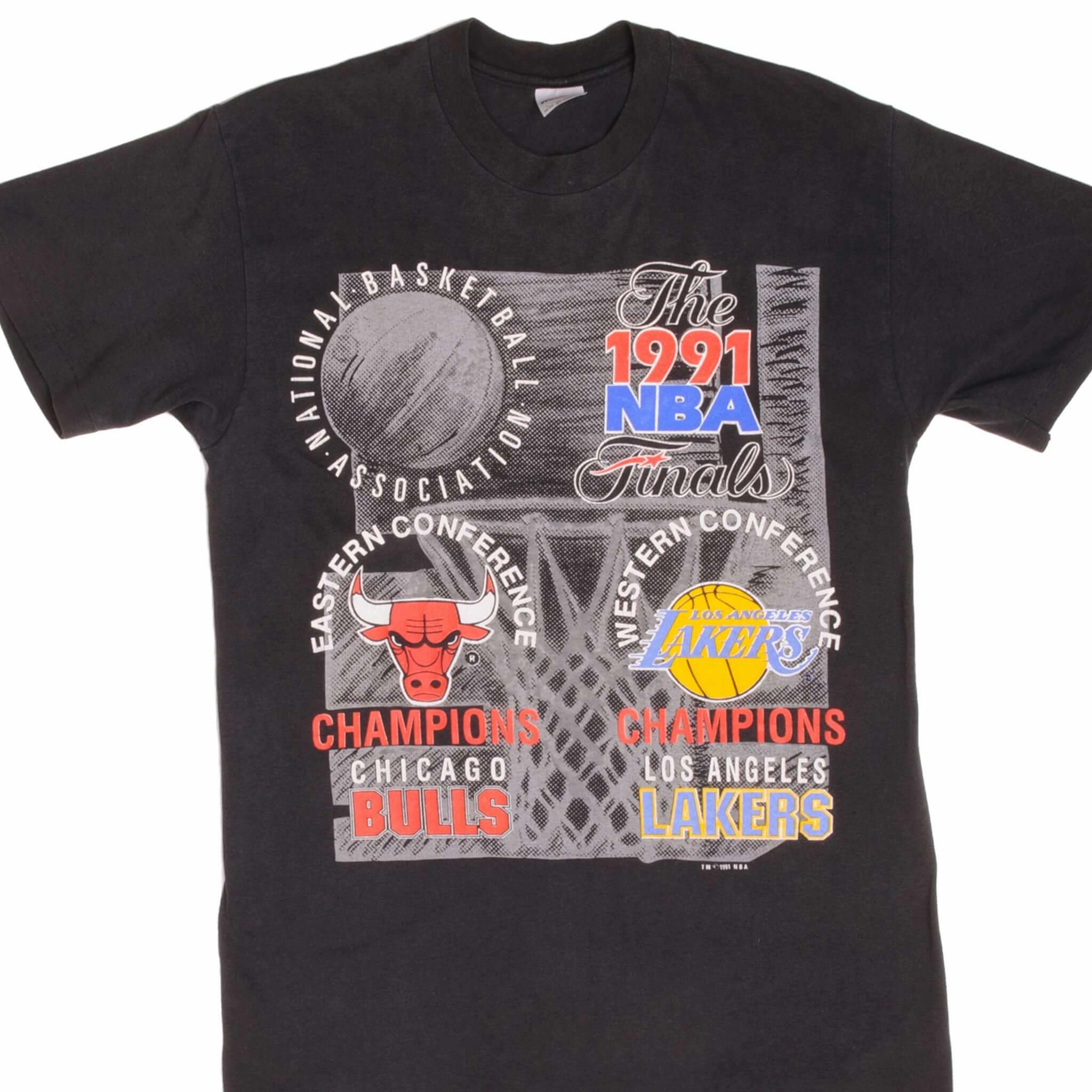 NeutralTonesCollection Quick-Drying Shirt VINTAGE NBA CHICAGO BULLS VS LA LAKERS TEE SHIRT 1991 MEDIUM MADE IN USA
