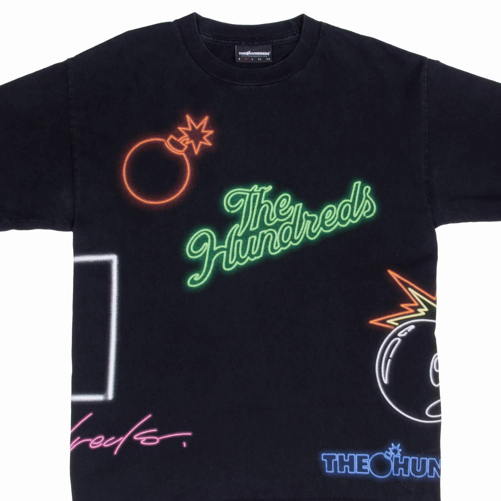Casual Vibes Simple and Comfortable VINTAGE THE HUNDREDS ALL OVER PRINT 2000S BLACK TEE SHIRT SIZE MEDIUM