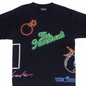 Casual Vibes Simple and Comfortable VINTAGE THE HUNDREDS ALL OVER PRINT 2000S BLACK TEE SHIRT SIZE MEDIUM