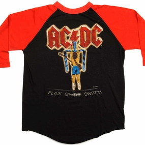 VINTAGE ORIGINAL ACDC RAGLAN TEE SHIRT FLICK OF THE SWITCH TOUR 1983 SIZE SMALL Classic Style Trend