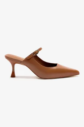 Post Work Routine foldable Ines Mule In Caramel Leather