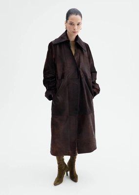 Airy Warmth clean design Polished Calf Hair Coat in Chocolate - Chocolate
