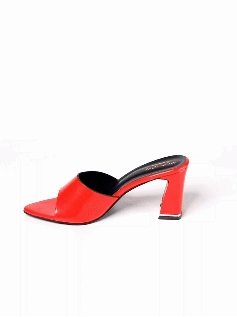 Blushy Red Block Heel Nude Heels