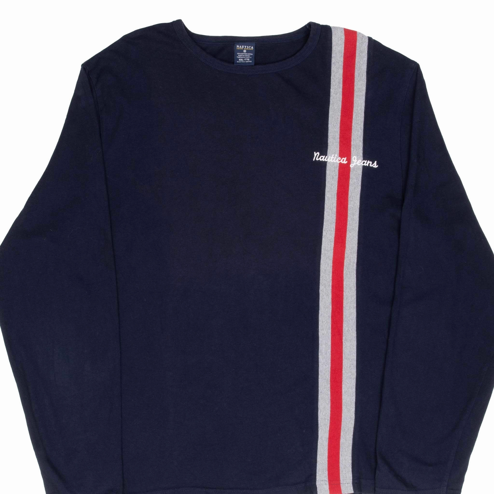 VINTAGE NAUTICA JEANS BLUE LONG SLEEVE TEE SHIRT 1990S 2XL Casual Comfort Layer Light Flex Fit