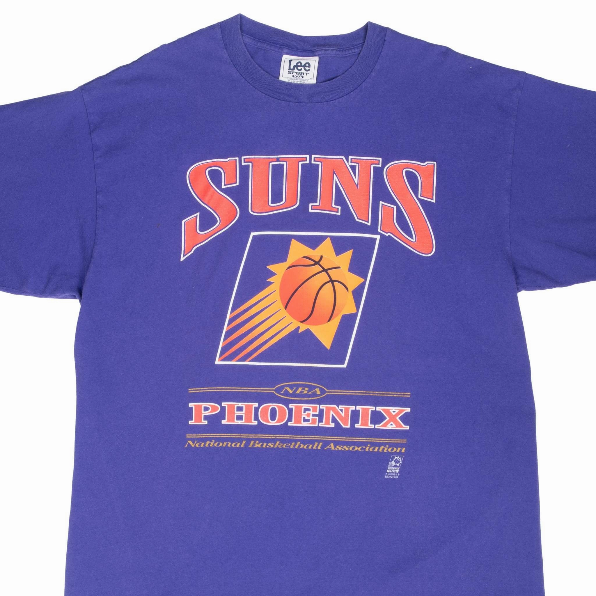 VINTAGE NBA PHOENIX SUNS 1990S PURPLE TEE SHIRT 2XL Circular Knit Design