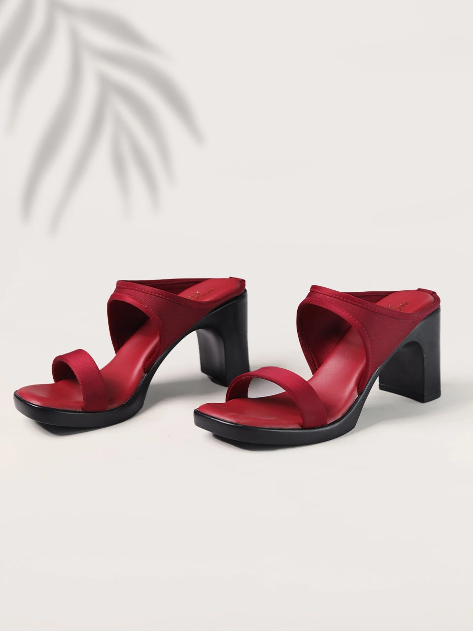 Darcy Maroon Block Heels Bold Open Toe Heels Chunky Wedge Heels