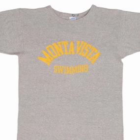 VINTAGE MONTAVISTA SWIMMING CHAMPION TEE SHIRT 1970S SIZE MEDIUM MADE IN USA AdvancedMoistureManagement QuickDry Material