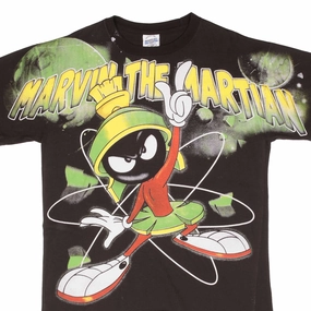 BOOTLEG ALL OVER PRINT MARVIN THE MARTIAN TEE SHIRT SIZE LARGE SINGLE STITCH All Day Wear Everyday Look Wear