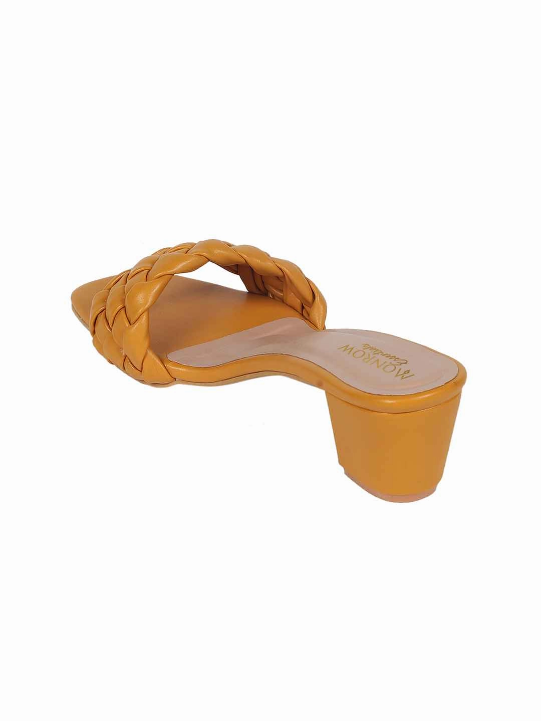 Clear Sandals for Weddings Nao Mustard Yellow Block Heel