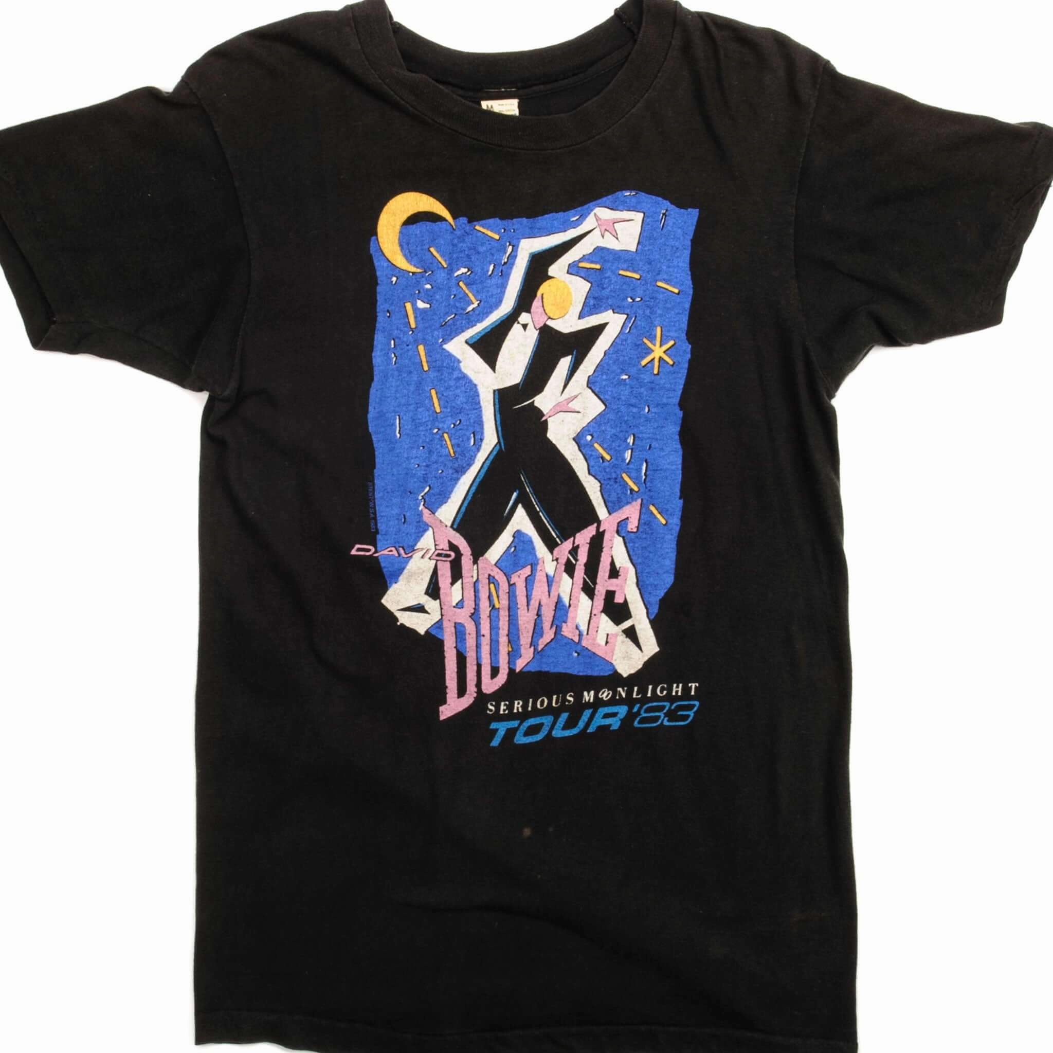 VINTAGE DAVID BOWIE SERIOUS MOONLIGHT TOUR'83 TEE SHIRT SIZE SMALL MADE IN USA EasyCareFabric