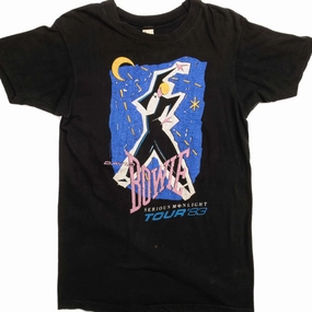 VINTAGE DAVID BOWIE SERIOUS MOONLIGHT TOUR'83 TEE SHIRT SIZE SMALL MADE IN USA EasyCareFabric