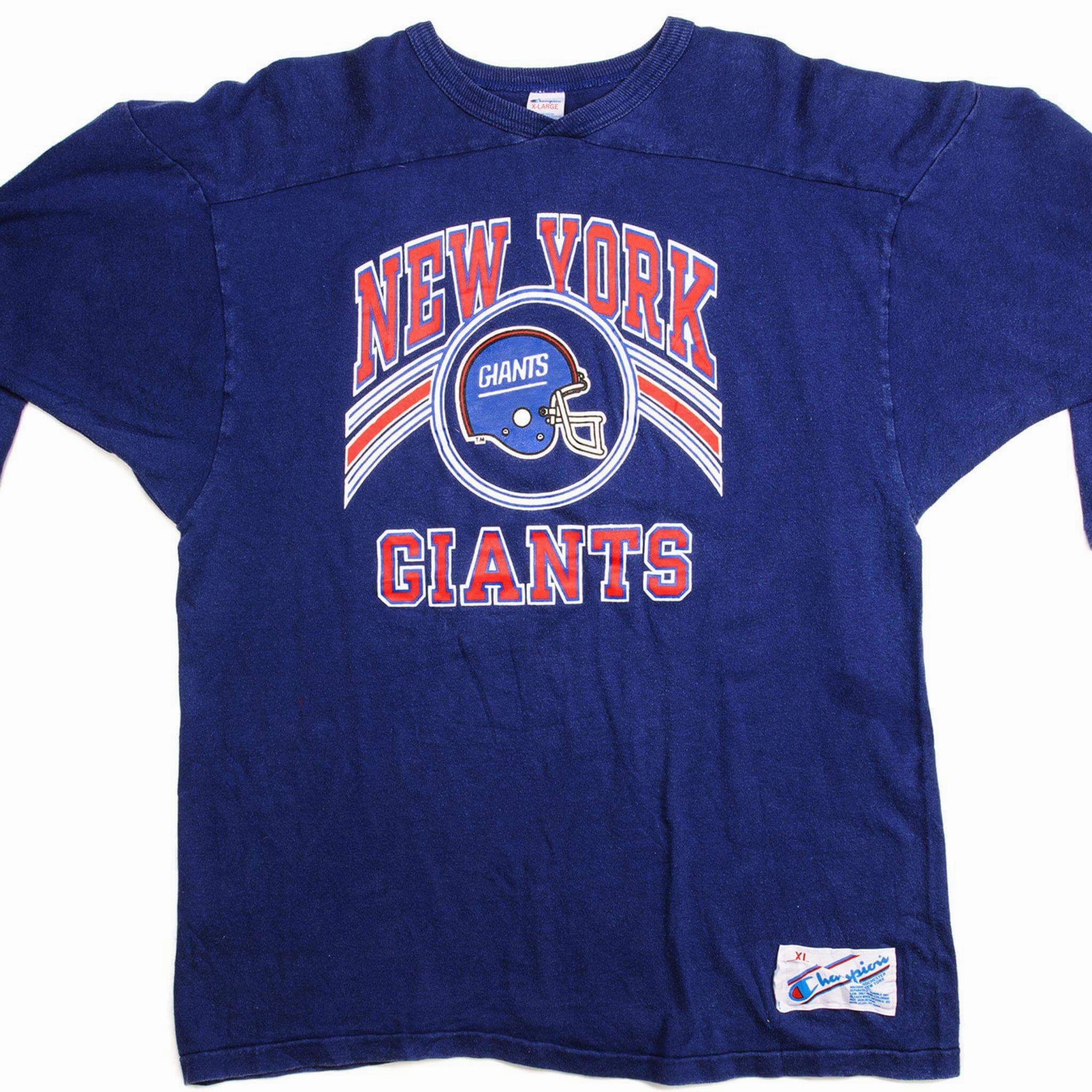 Leather combination Everyday Comfort Style VINTAGE CHAMPION NFL NEW YORK GIANTS RAGLAN TEE SHIRT EARLY 1980S LARGE MADE USA