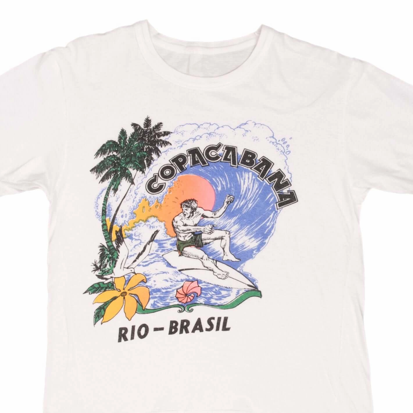 VINTAGE SURFING COPACABANA RIO BRAZIL SURF TEE SHIRT 1980S SIZE MEDIUM Sporty Layer