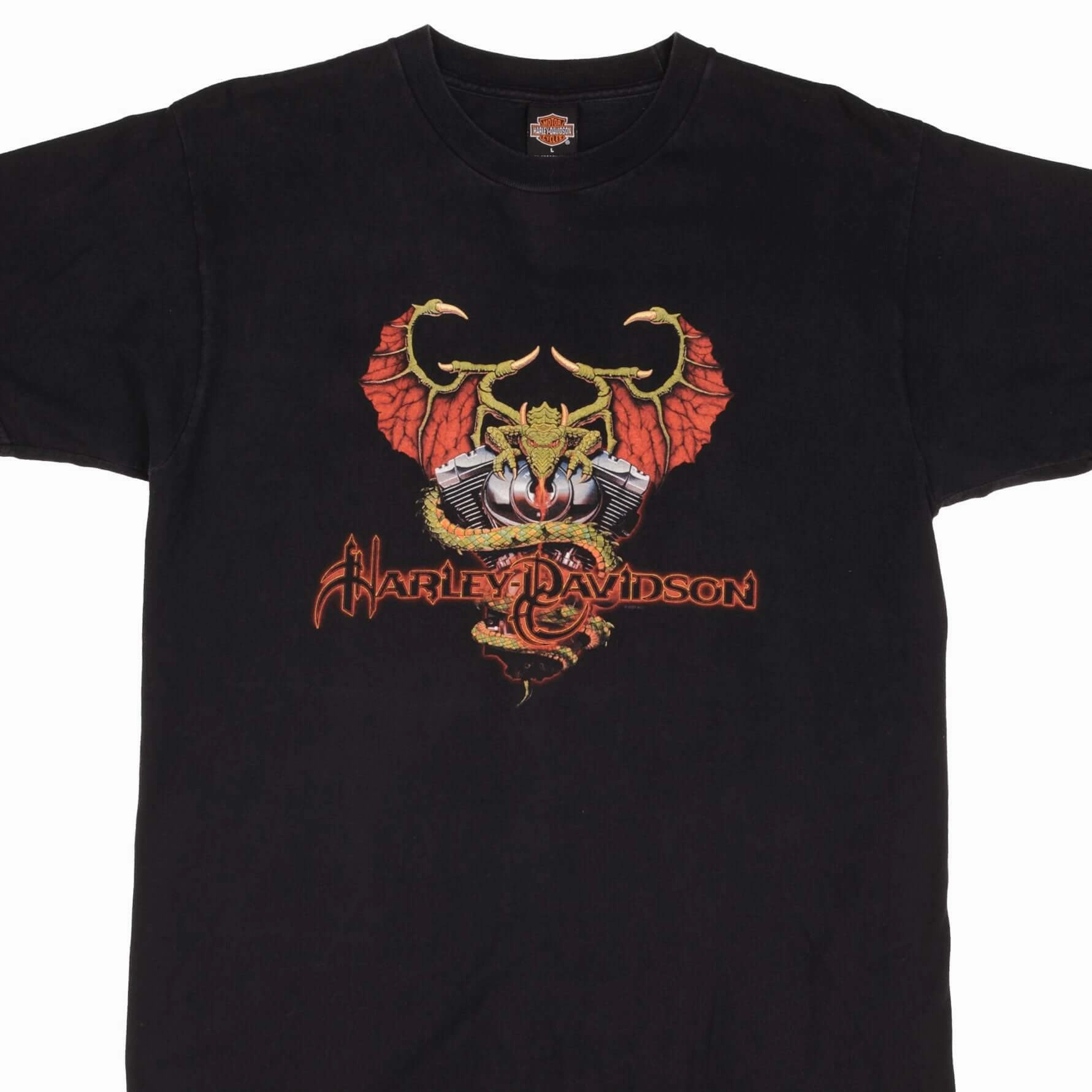 Comfortable Shape Flattering Cut VINTAGE HARLEY DAVIDSON DRAGON TEE SHIRT 2001 SIZE LARGE MADE IN USA