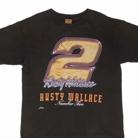 VINTAGE NASCAR RUSTY NUMBER 2 WALLACE 1990S TEE SHIRT SIZE XL MADE IN USA Chic Vibes