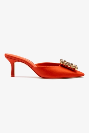 Ergonomic Design Chloe Gosselin by Larroud?? Ava Mule In Orange Sunrise Satin
