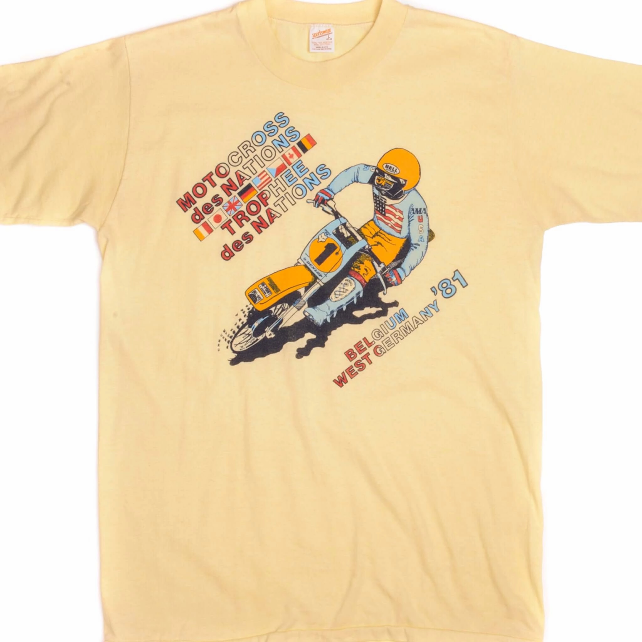 Versatile Design VINTAGE MOTOCROSS DES NATIONS TEE SHIRT 1981 SIZE MEDIUM MADE IN USA