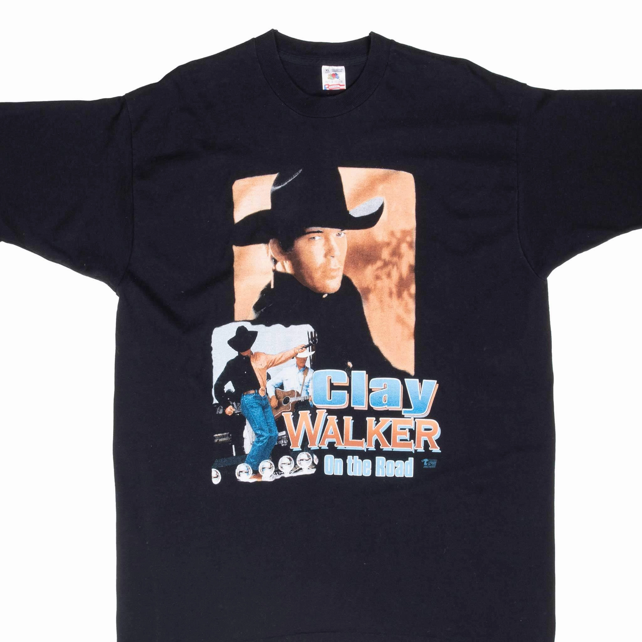 VINTAGE CLAY WALKER ON THE ROAD 1990S TEE SHIRT LARGE MADE IN USA monochromatic Limited Edition