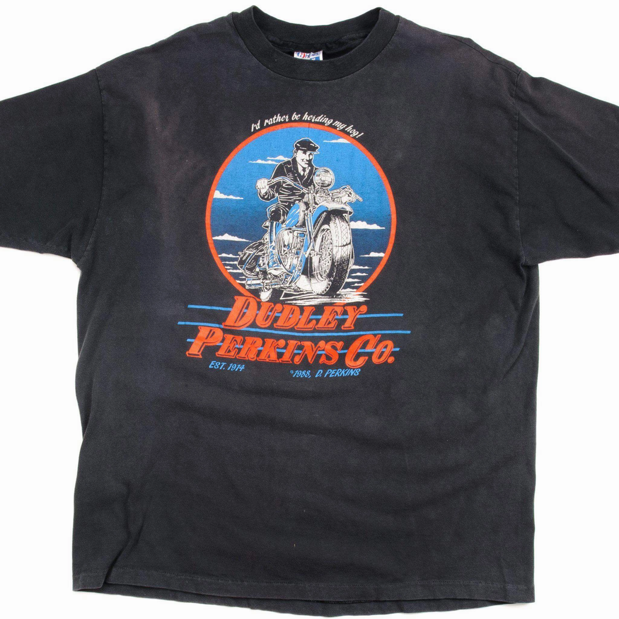 VINTAGE DUDLEY PERKINS TEE SHIRT CO. 75TH ANNIVERSARY 1989 SIZE XL MADE IN USA Timeless Layering Fashion Forward