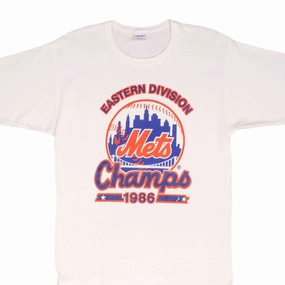 Adult Wear Light Trend VINTAGE MLB NEW YORK METS CHAMPIONS 1986 TEE SHIRT SIZE MEDIUM MADE IN USA