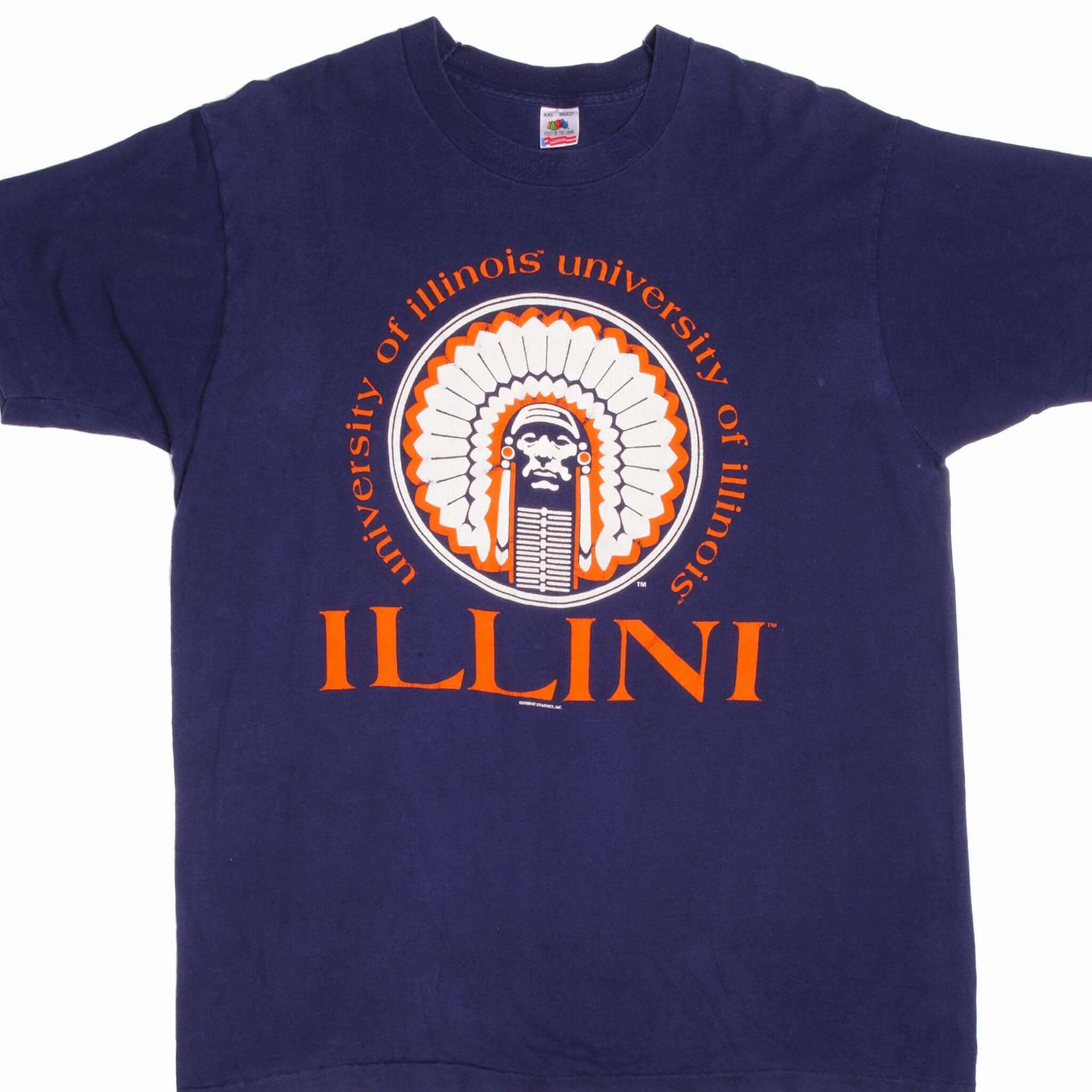VINTAGE ILLINI UNIVERSITY OF ILLINOIS TEE SHIRT 1990S SIZE 2XL MADE IN USA Chic Casual Wear