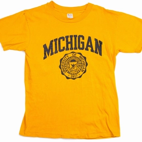VINTAGE CHAMPION UNIVERSITY OF MICHIGAN TEE SHIRT EARLY 1980S SMALL MADE IN USA Set In Sleeve