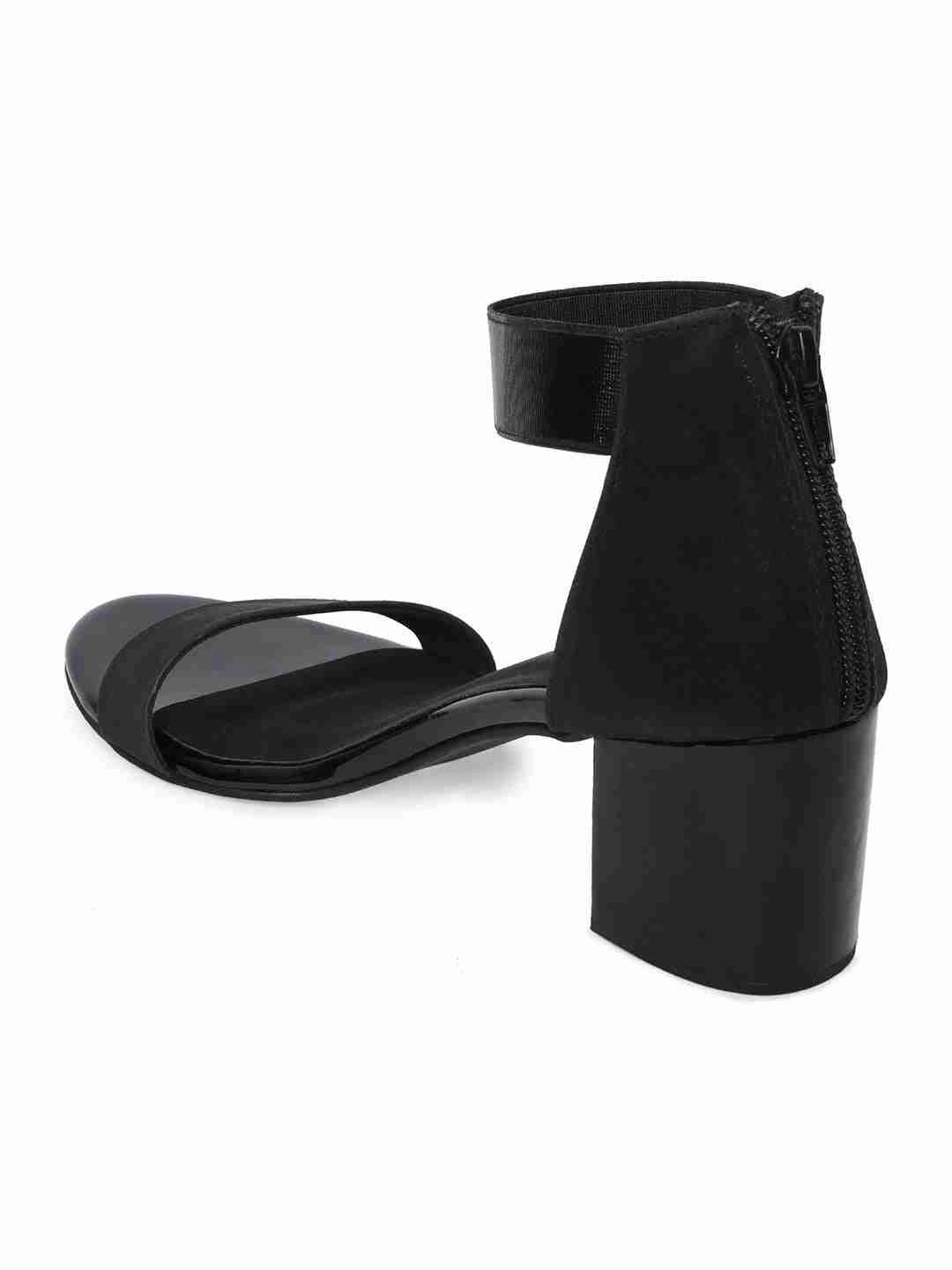 Tiana Black Block Heel Wedding Sandals