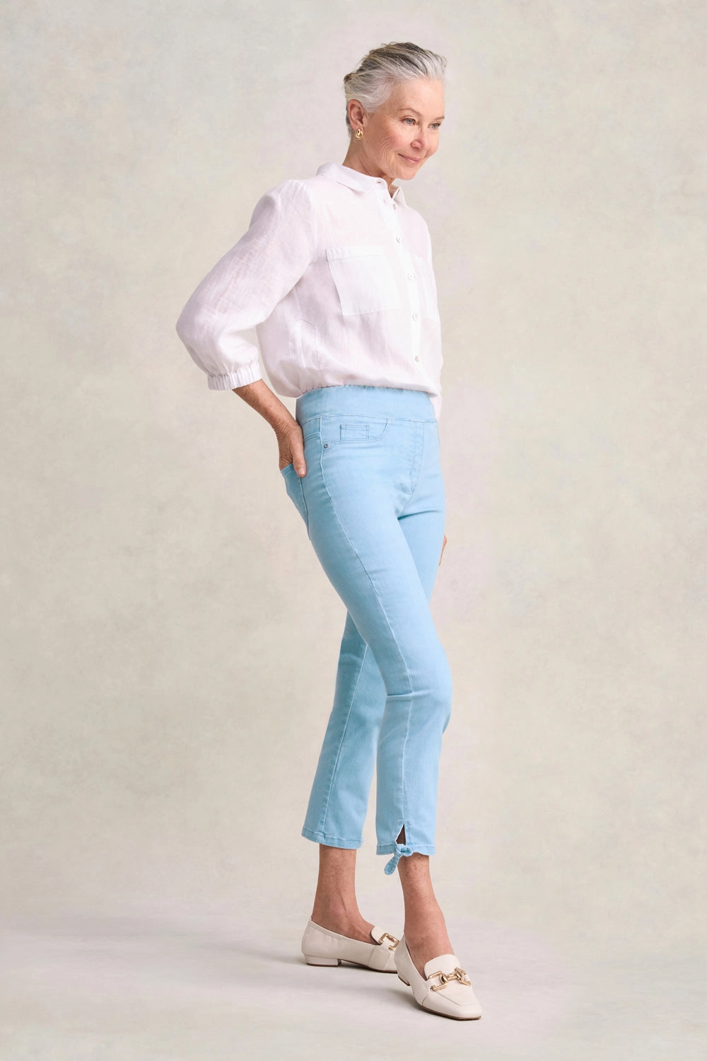 Movement Ease All Around Fit Bengajean? 7/8 Tied-Cuff - Dusty Blue