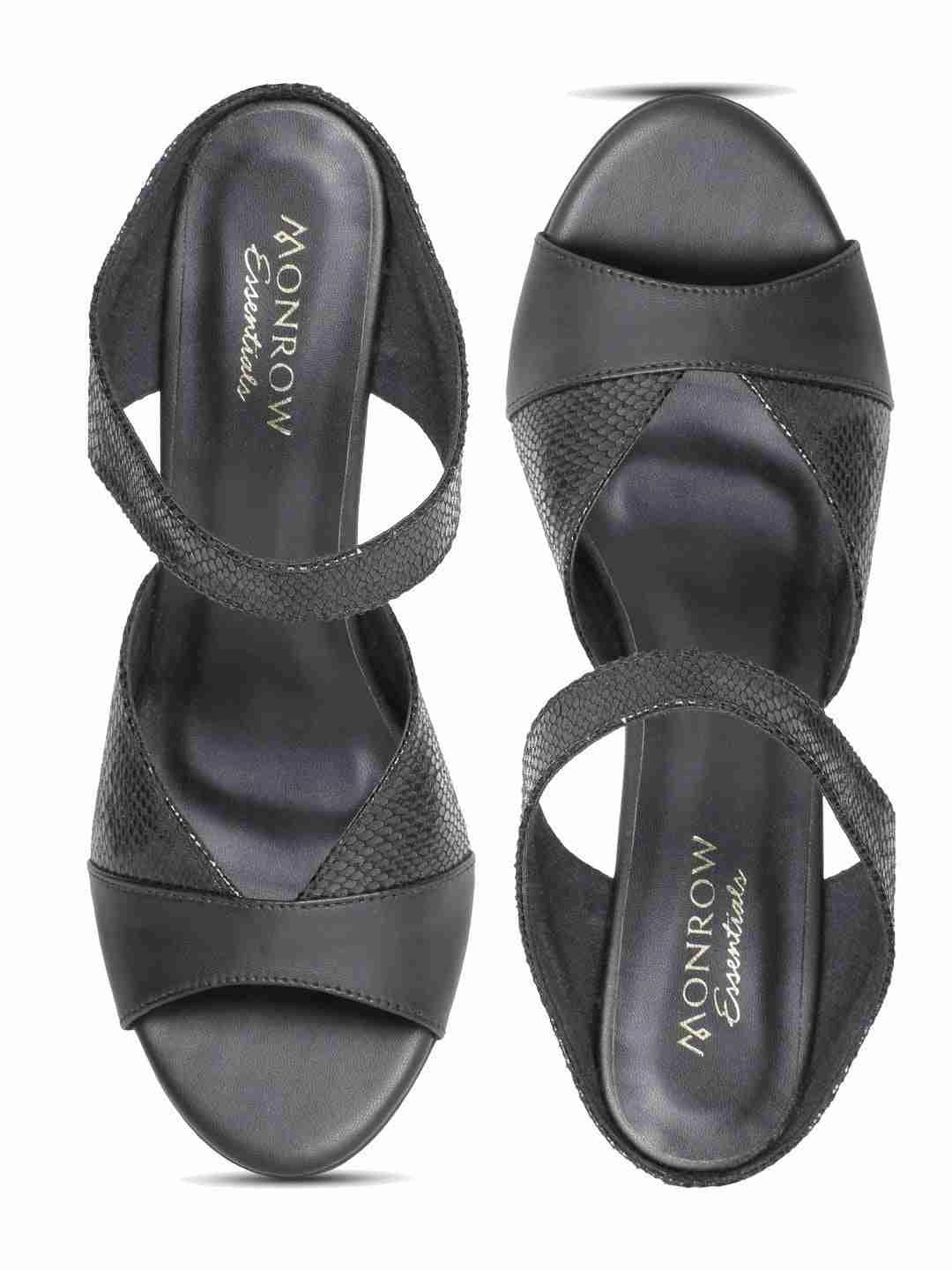 Floral Design Heels Square Toe Regina Black Kitten Heel