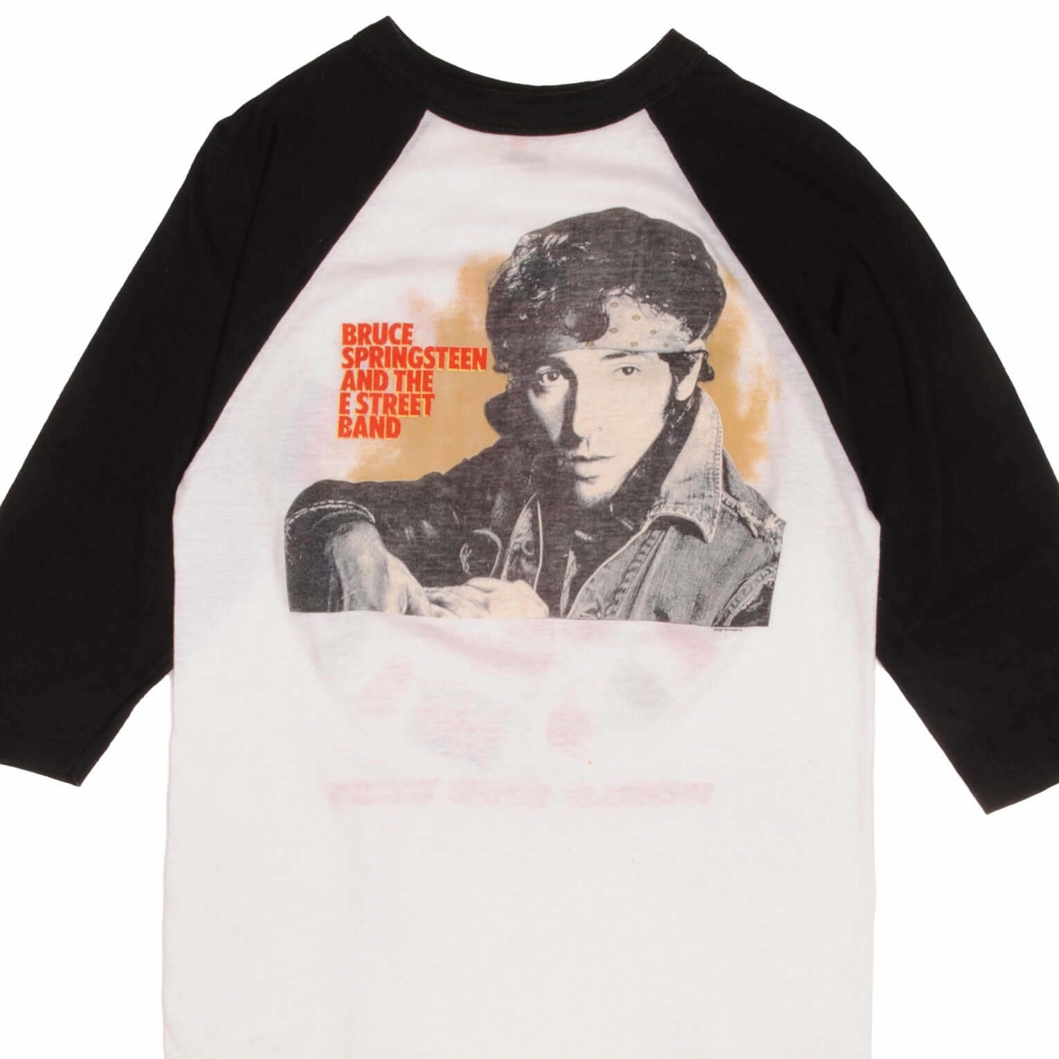 VINTAGE BRUCE SPRINGSTEEN WORLD TOUR 1984 RAGLAN TEE SHIRT SMALL MADE USA Ruffled edges