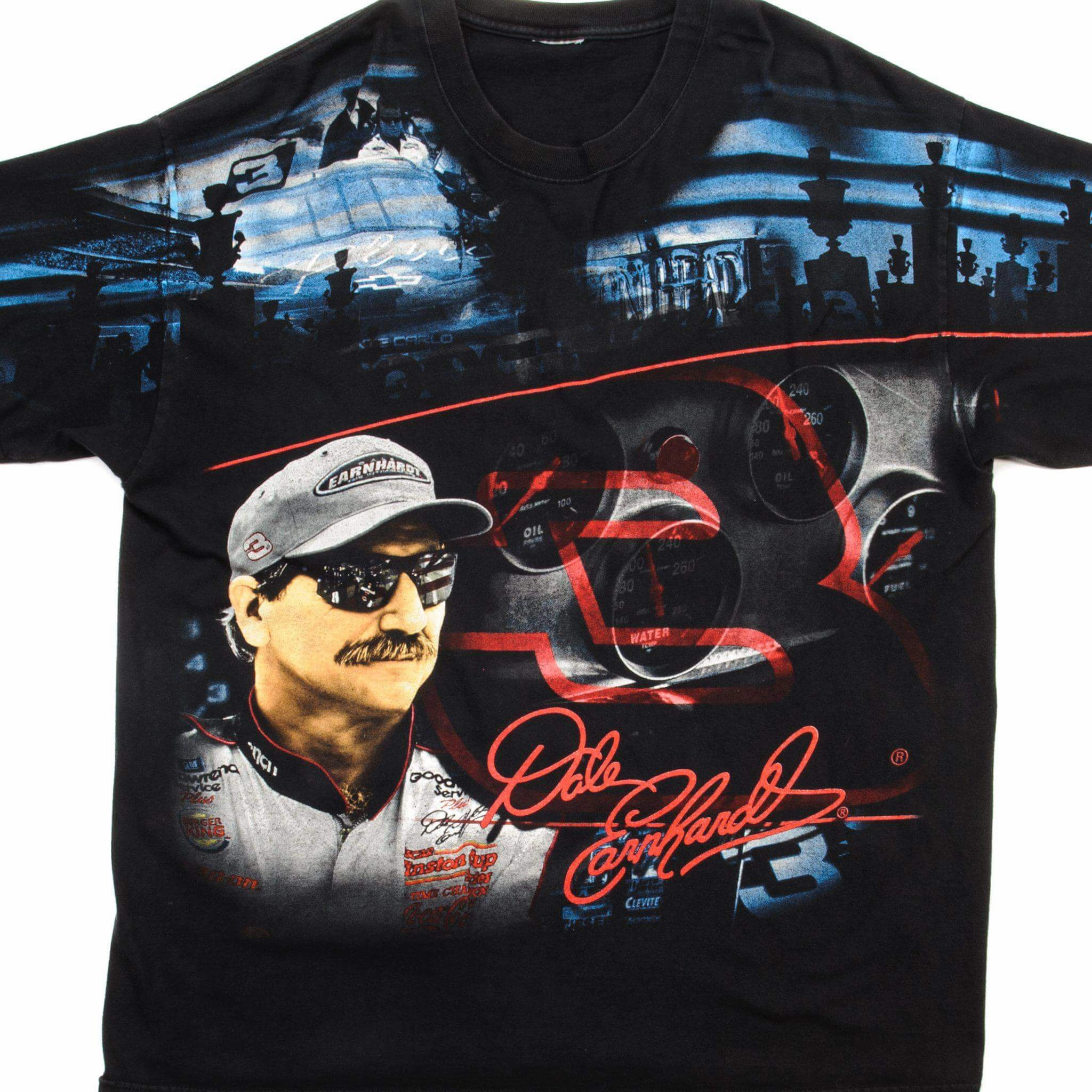 VINTAGE ALL OVER PRINT NASCAR DALE EARNHARDT TEE SHIRT SIZE LARGE Easy Layering Comfortable and Chic