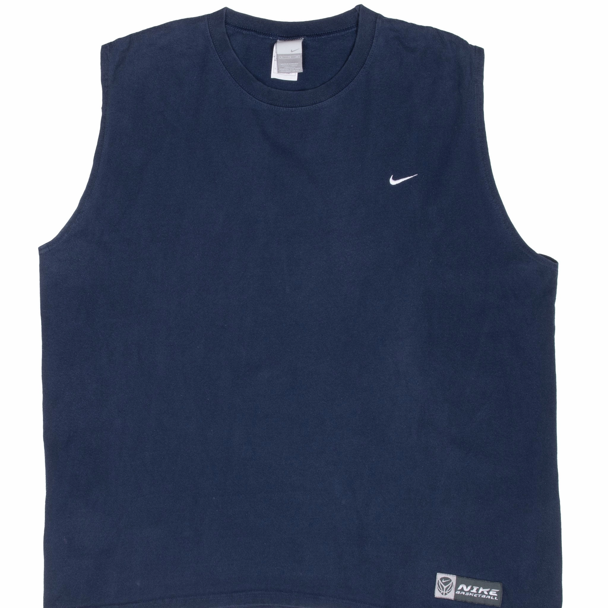 VINTAGE NIKE BASKETBALL SWOOSH NAVY BLUE TANK TOP TEE SHIRT 2000S XL Work efficiency