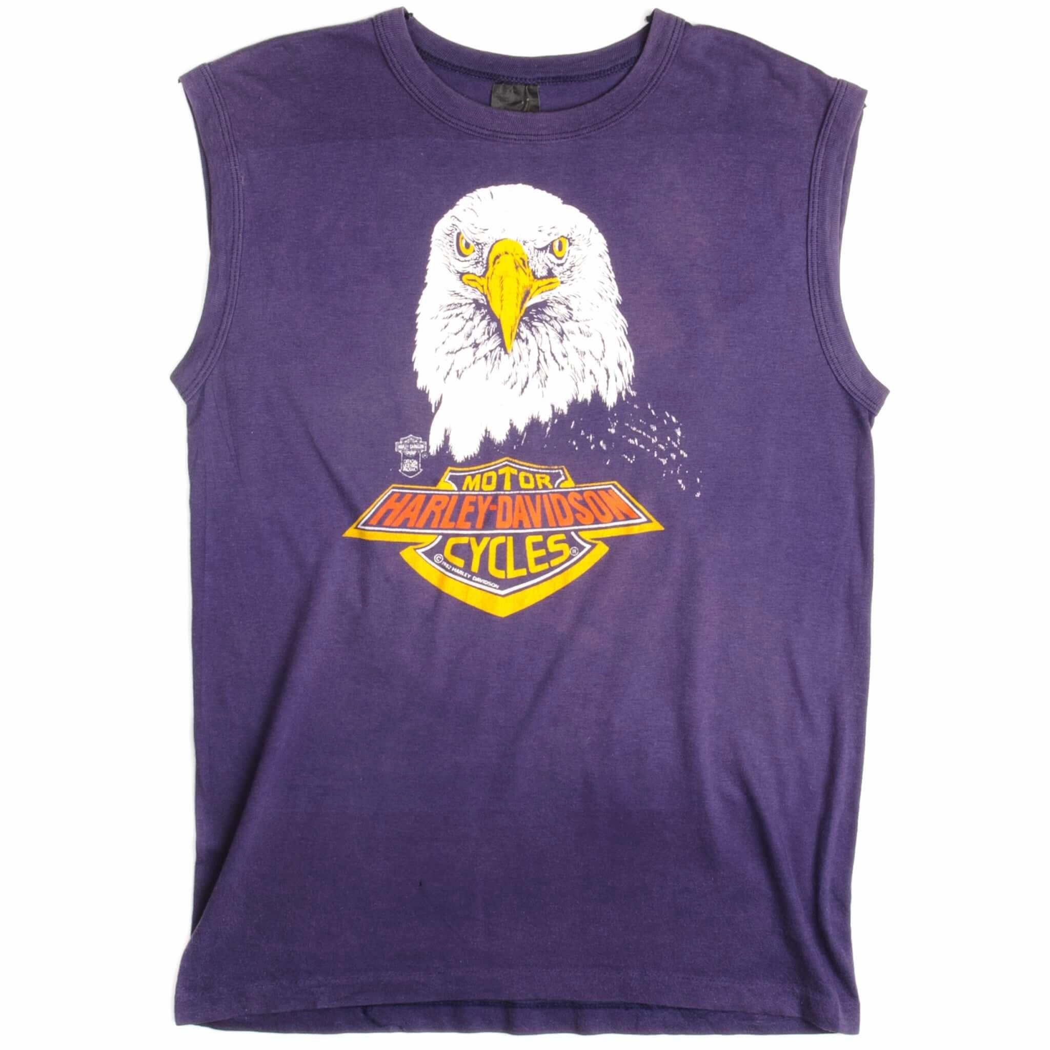 Comfy Layer Durable Material VINTAGE HARLEY DAVIDSON SLEEVELESS TEE SHIRT 1982 SIZE SMALL MADE IN USA