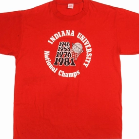 Timeless Comfort Wear Casual Performance Fit VINTAGE INDIANA UNIVERSITY BASKETBALL CHAMPS TEE SHIRT 1981  LARGE MADE USA
