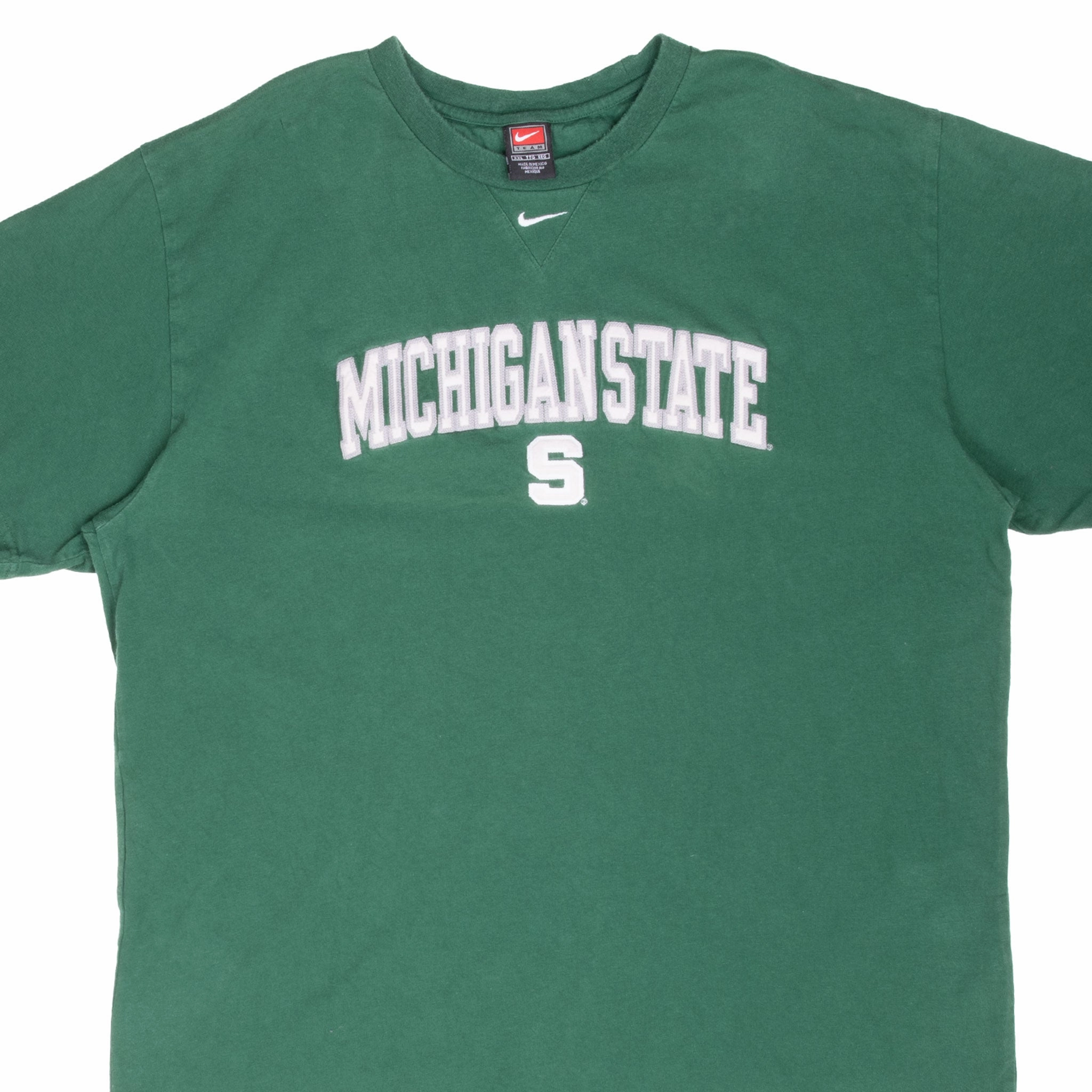 VINTAGE NIKE NCAA MICHIGAN STATE CENTER SWOOSH TEE SHIRT 1990S 2XL Leisure Casual