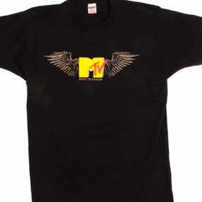 VINTAGE MTV TEE SHIRT 1989 SIZE MEDIUM MADE IN USA Casual Comfort Fit Pocket Detailing