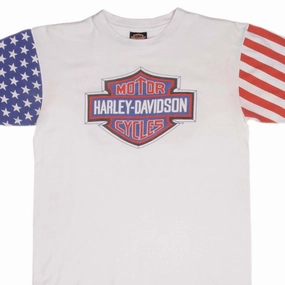 Simple Layer VINTAGE HARLEY DAVIDSON US FLAG TEE SHIRT 1990S LARGE MADE IN USA
